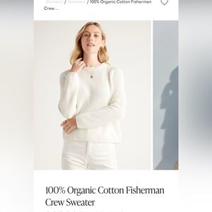 Quince Organic Cotton Fisherman Crew Sweater - White